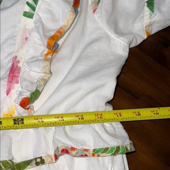 FARM Rio White Ruffled Dress with Colorful Trim, Large - Like New - Picture 12 of 13